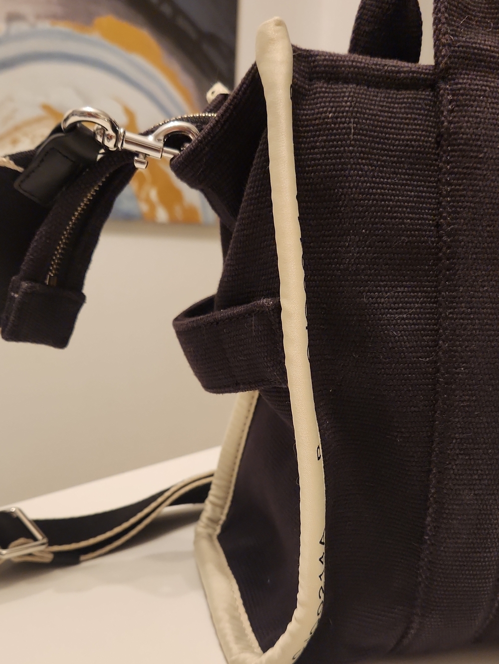 Marc Jacobs Black Canvas Tote with Cream Trim - The Tote Bag - Picture 7 of 13